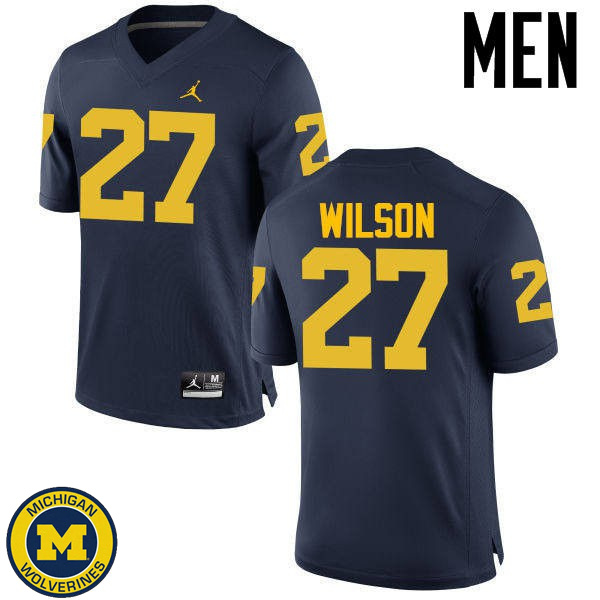 Men Michigan Wolverines #27 Tru Wilson Navy Replica Game Jersey